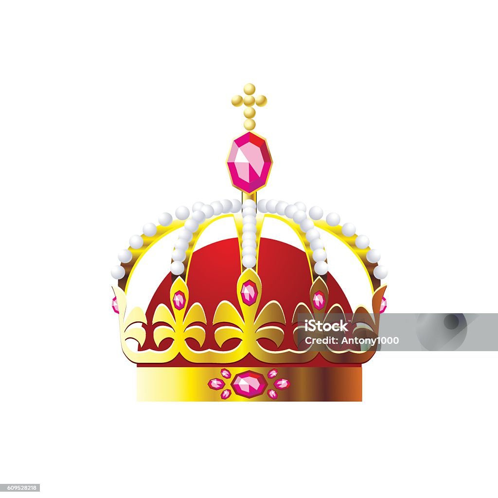 Crown with a gold cross Crown with a gold cross on a white background. Vector illustration Antique stock vector