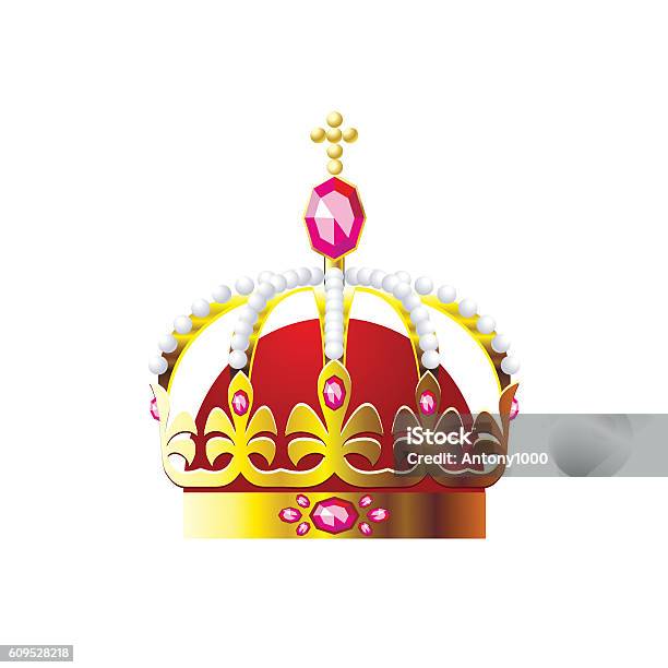 Crown With A Gold Cross Stock Illustration - Download Image Now - Antique, Art, Art And Craft