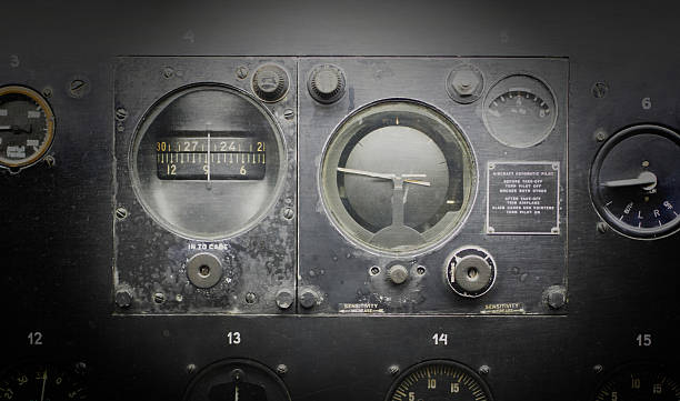 istock Different meters and displays in an old plane 609532502