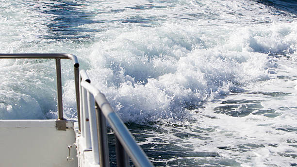 istock Wave of a ferry ship on the open ocean 609533852