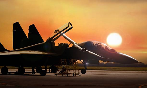 istock Fighter jet on standby ready to take off 609533946