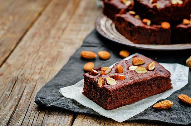 istock Almond butter brownies dates with almonds 609534492