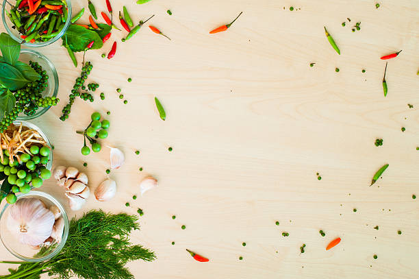Thai herbal with wood background
