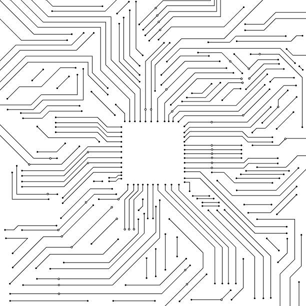 Electronic circuit and empty square space vector art illustration