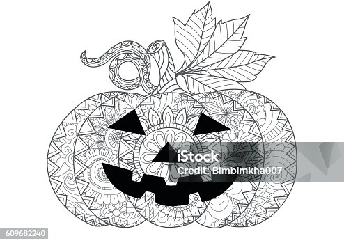 istock Doodle design of Halloween pumpkin 609682240