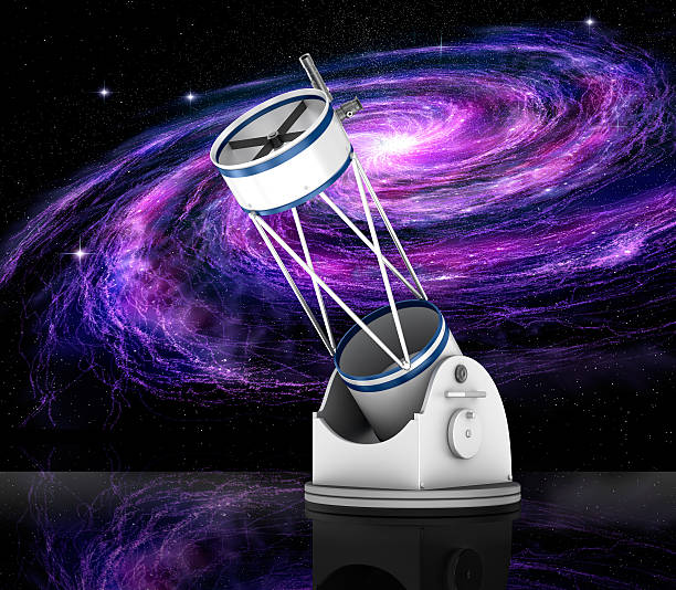 istock Dobson reflector telescope and galaxy, 3D illustration 609683284