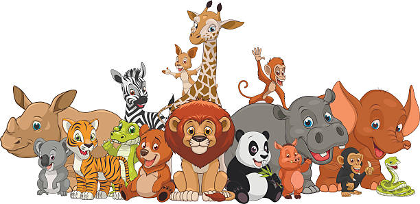 Vector illustration set of funny exotic animals