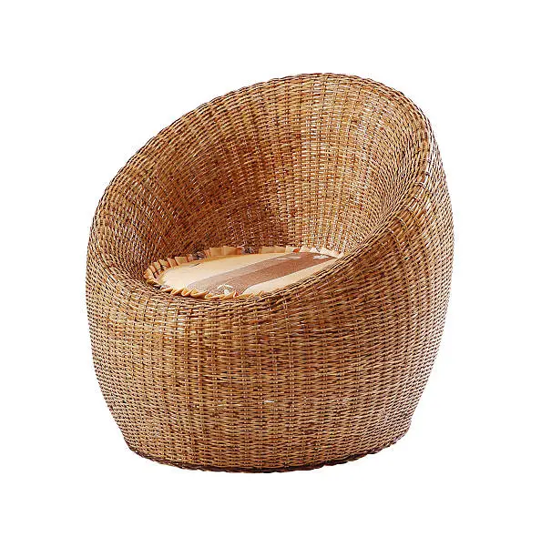 Rattan chair isolated on white background with clipping path.
