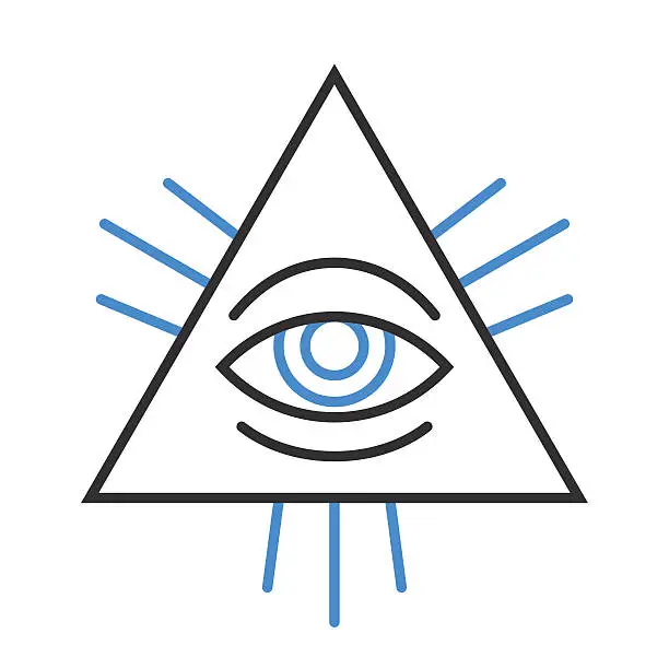 Vector illustration of Human eye symbol inside a pyramid