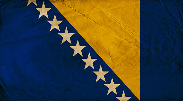 bandeira vintage herzegovinana da bósnia - bosnia herzegovinan - fotografias e filmes do acervo