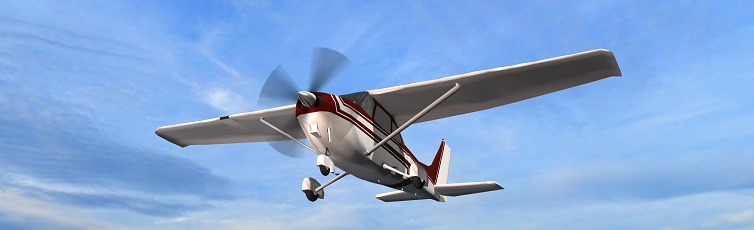popular propeller light aircraft flight in the panorama sky