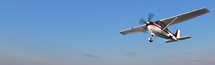 Private airplane taking off from Miami International Airport.