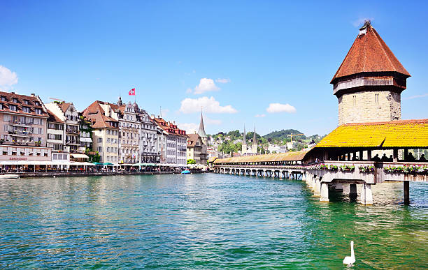 istock Wooden bridge in Lucerne 609694602
