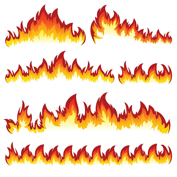 Set of flame vector art illustration
