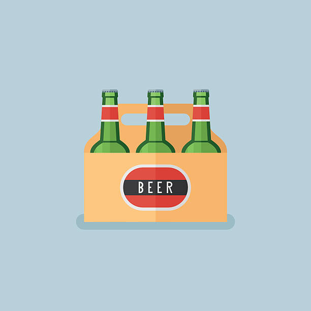 Pack of beer bottles flat style icon Pack of beer bottles flat style icon. Vector illustration. blank cereal box clip art stock illustrations