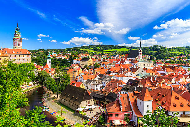 체스키 크룸로프 도시 - czech republic cesky krumlov village tourist 뉴스 사진 이미지