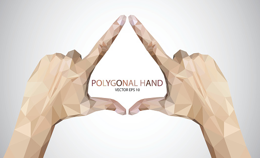 hands forming triangle sign vector