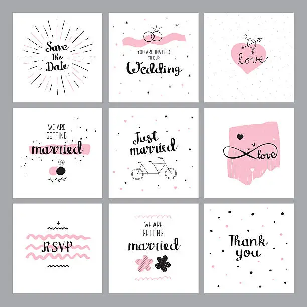 Vector illustration of Set of wedding quotes