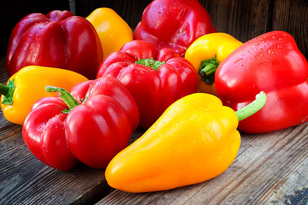 istock Red and yellow paprika peppers 609705902