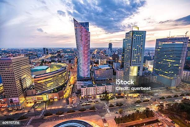 Business Skyline Warsaw Stock Photo - Download Image Now - Warsaw, Poland, Urban Skyline
