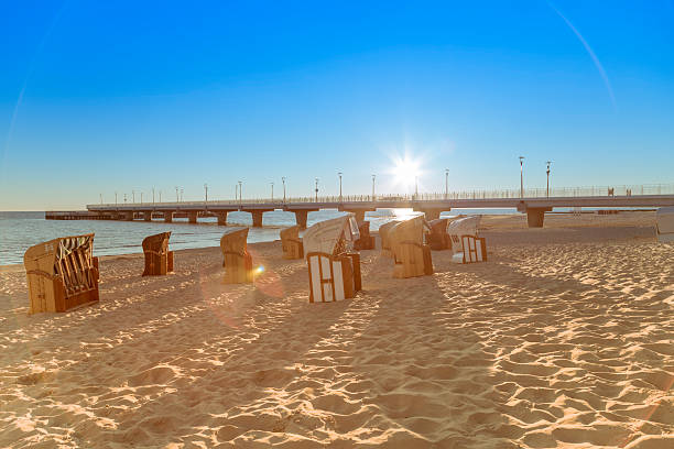 Beach during sunrise or sunset. Beach during sunrise or sunset. Location kolobrzeg in Poland. polish beach stock pictures, royalty-free photos & images