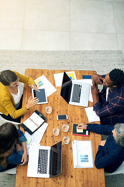 istock Bird's eye view of creative business 609707670
