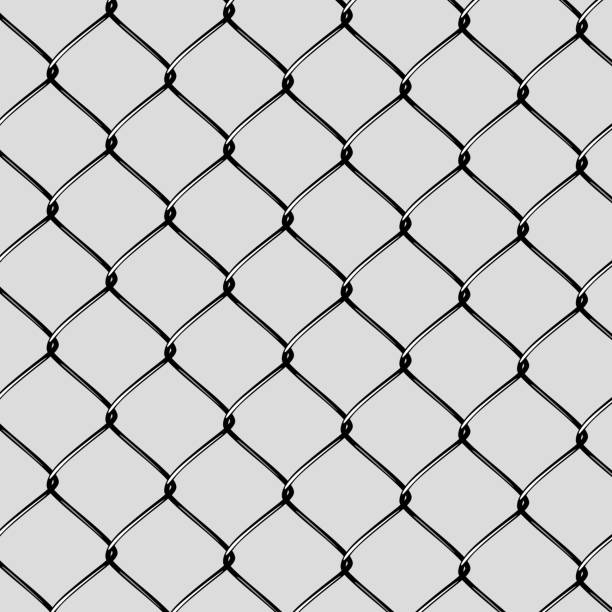 ilustrações de stock, clip art, desenhos animados e ícones de realistic steel netting cut - barbed wire wire chain vector