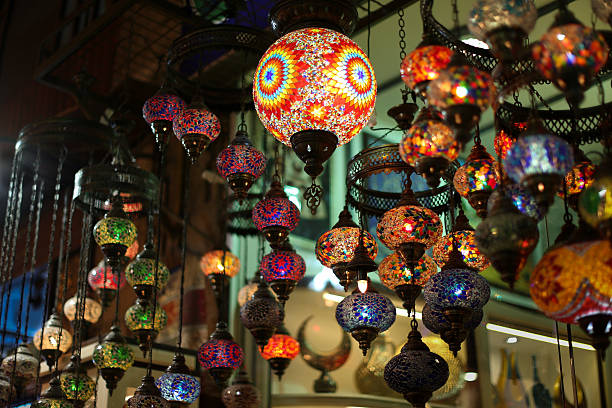 istock Authentic Asian multicolored lights in the Istanbul market. 609714890