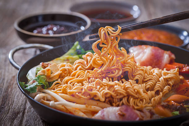 kimchi ramen stock photo