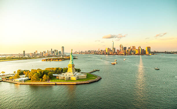 istock Liberty Island overlooking Manhattan Skyline 609715446
