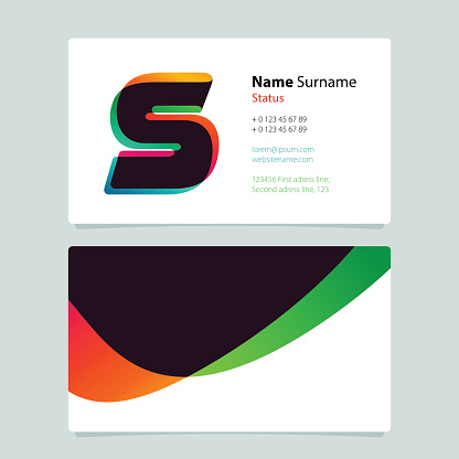 Letter S icon with colorful business card template design. Overlay icon.