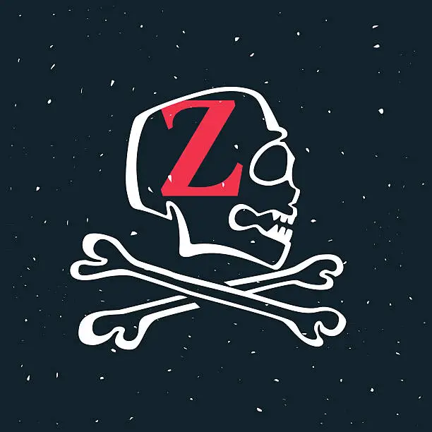 Vector illustration of Letter Z icon in vintage style skull.