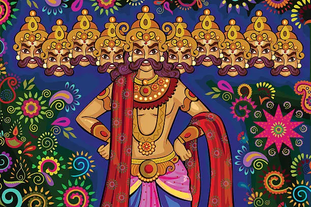 Vector illustration of India festival Happy Dussehra background