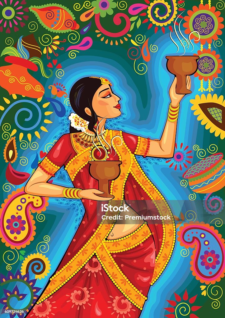 Indian Woman Doing Dhunuchi Dance Of Bengal During Durga Puja Stock  Illustration - Download Image Now - iStock