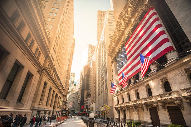 bourse de new york, wall street, états-unis - wall street stock exchange new york city new york stock exchange photos et images de collection