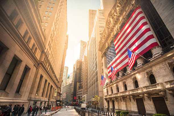 new york stock exchange, wall street, usa - wall street imagens e fotografias de stock