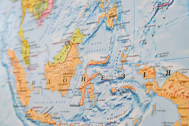 istock View of Indonesia on the World Map. Russian map. 609725746