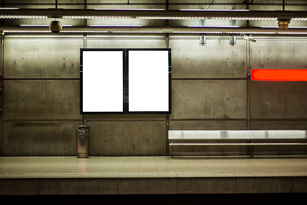 Advertisement panels A couple advertisement panels in a subway station subway platform photos stock pictures, royalty-free photos & images