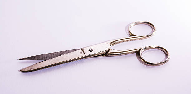 istock Shiny Metal Scissors Medical Construction Blank White Background Object 609792434