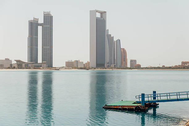Abu Dhabi Cityscape with Sea and Pontoon, UAE
