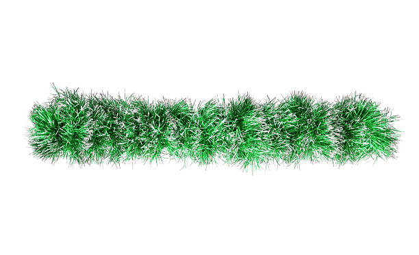 istock Christmas green silver tinsel. Isolated on a white background. 609792838