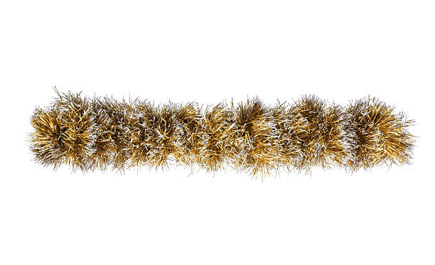 istock Christmas gold silver tinsel. Isolated on a white background. 609792870