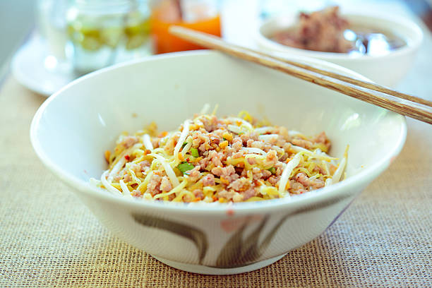 istock Noodles pork dumplings,spicy soup thai style 609793392