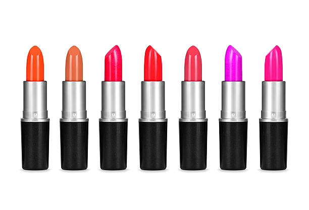 istock Set of color lipsticks on white background 609793952