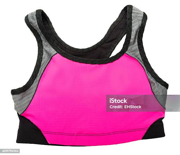 Hot Pink Sports Bra On White Stock Photo - Download Image Now - Black Color, Bra, Cut Out