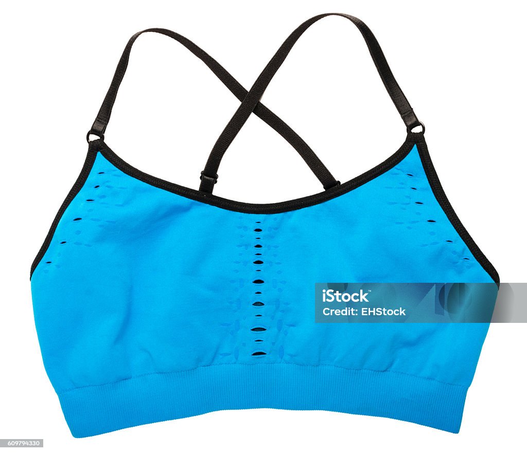 Blue sports bra on white Black Color Stock Photo