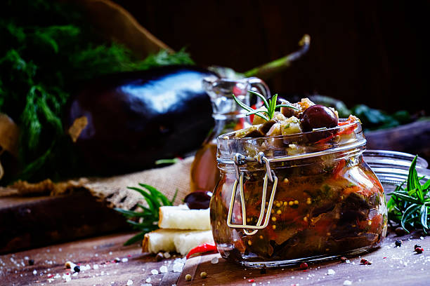 istock Homemade Eggplant Caponata with black olives 609795414