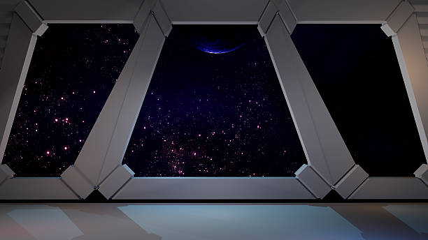 Space environment, ready for comp of your characters.3D rendering stock photo
