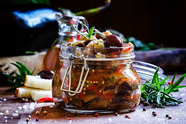 istock Homemade Eggplant Caponata with black olives 609795524