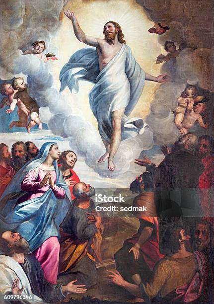 Brescia The Painting Ascension Of The Lord Stock Photo - Download Image Now - Jesus Christ, Moving Up, Heaven